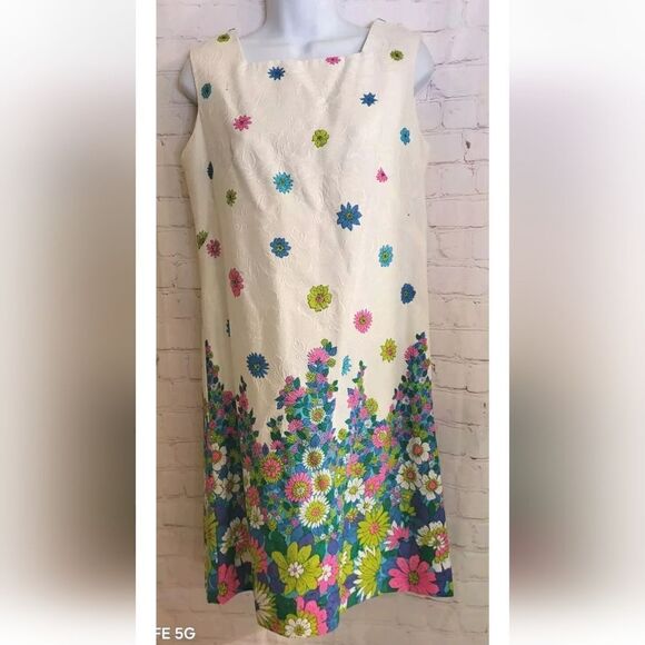 Vtg.Mint '60s Beeline Cotton Mod Print Dress sz.Vtg 12/Modern 6 Union Label USA - Picture 4 of 7